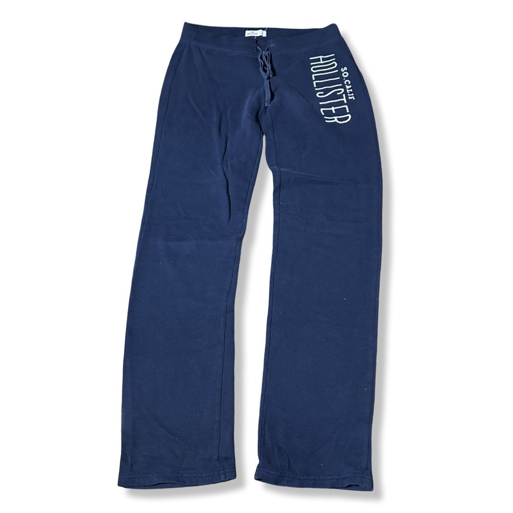 Hollister Sweatpants Women Small Blue Excellent Wide Leg Graphic Logo Lounge